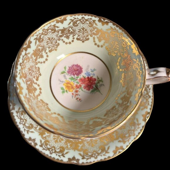 VTG ‘PARAGON’ Dbl Warrant English Fine Bone China Teacup Saucer in Pale Green - Picture 4 of 10